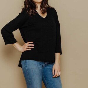 NWT Orb Life Piper Fine Knit 3/4 Sleeve Pullover Sweater - Black